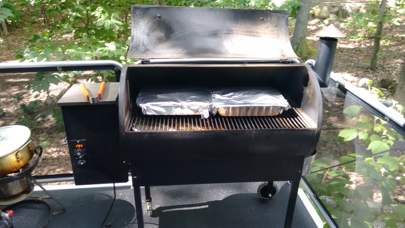 Beef roast on the left, & two pork tenderloins on the right.